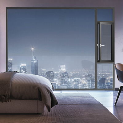 Tilt And Turn Windproof Aluminium Window Horizontal Tempered Glass Casement Windows Black Aluminum Casement Window